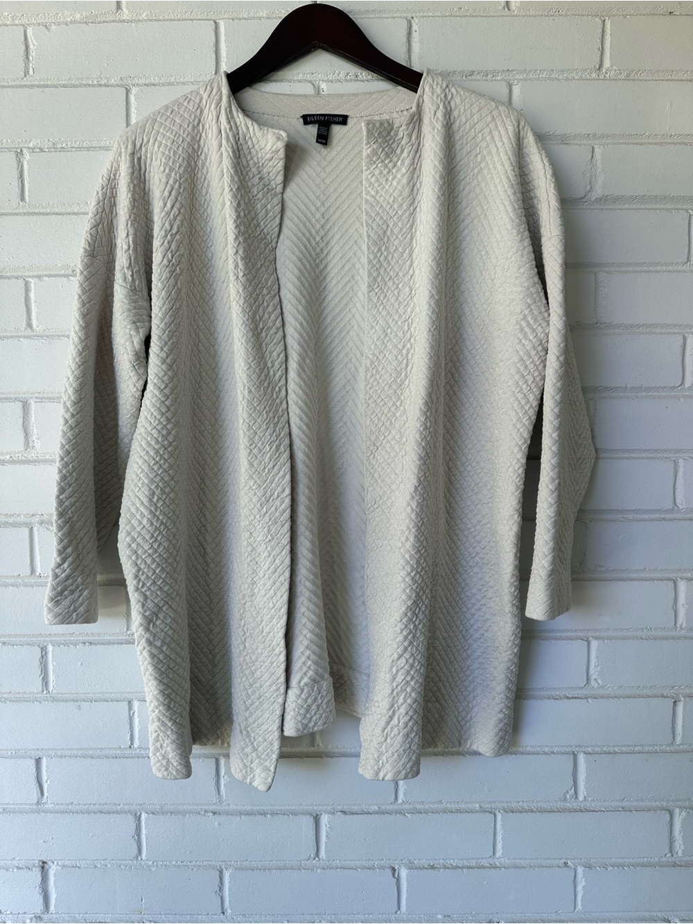 Eileen Fisher Silk & Organic Cotton Interlock Jacquard Long Cardigan